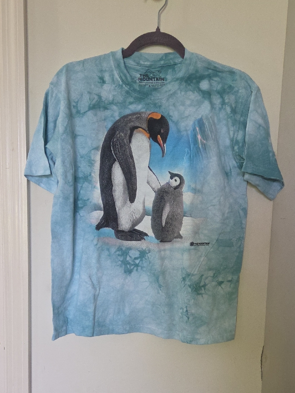 The Mountain Kids Blue Tie-Dye Penguin Graphic Tee Size XL